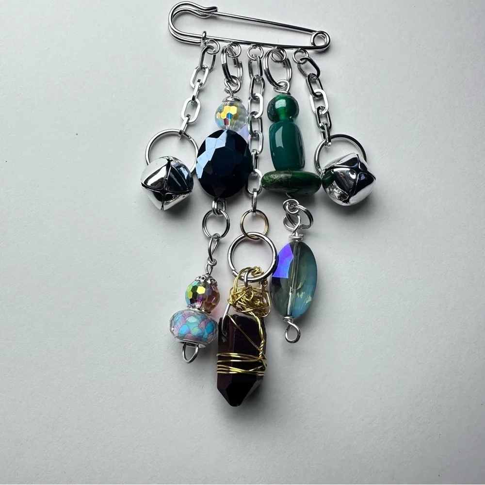 Brooch Pin Hand Crafted | Glass Beaded Artisan Multicolor Wire-Wrapped OOAK